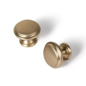 Brushed Brass Round Cabinet Knob - Home Kitchen